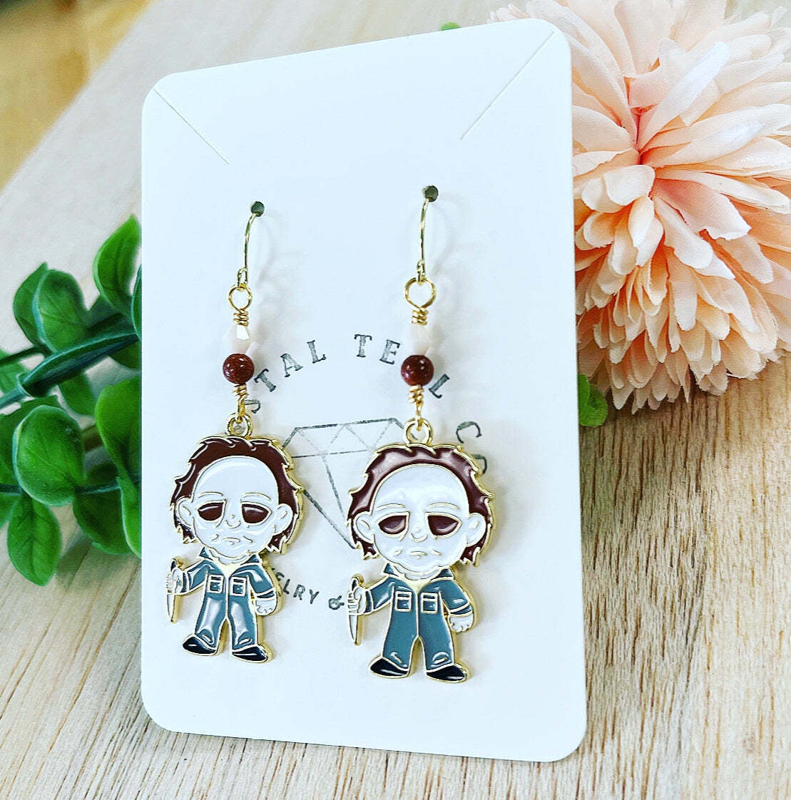 Michael Myers Earrings Crystal Teal Co